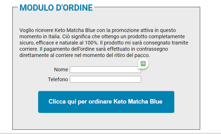 Keto Matcha Blue Benefici