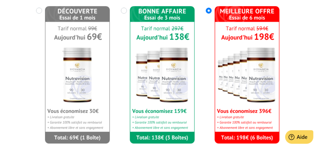 Nutravision Prix