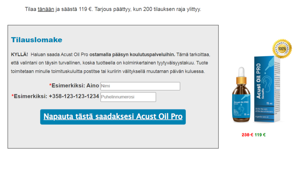 Acust Oil PRO täydentää